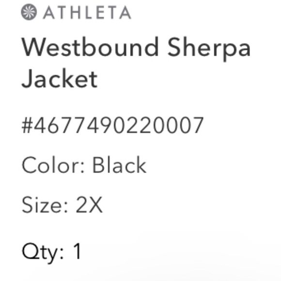 ATHLETA Westbound Sherpa Black Jacket Bohemian 2X NWT - Picture 5 of 5